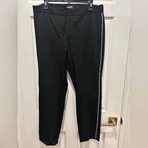 Express Midrise Stretch Black Pants with Pearl Accents